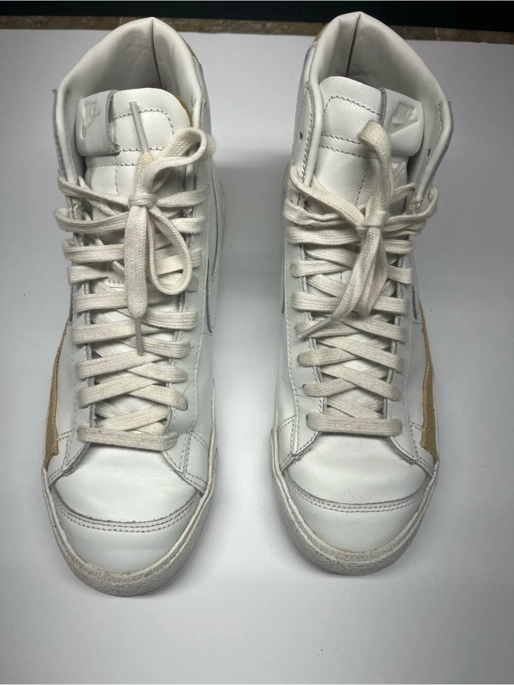 Nike Women’s White High-Top Sneakers with Tan Panels